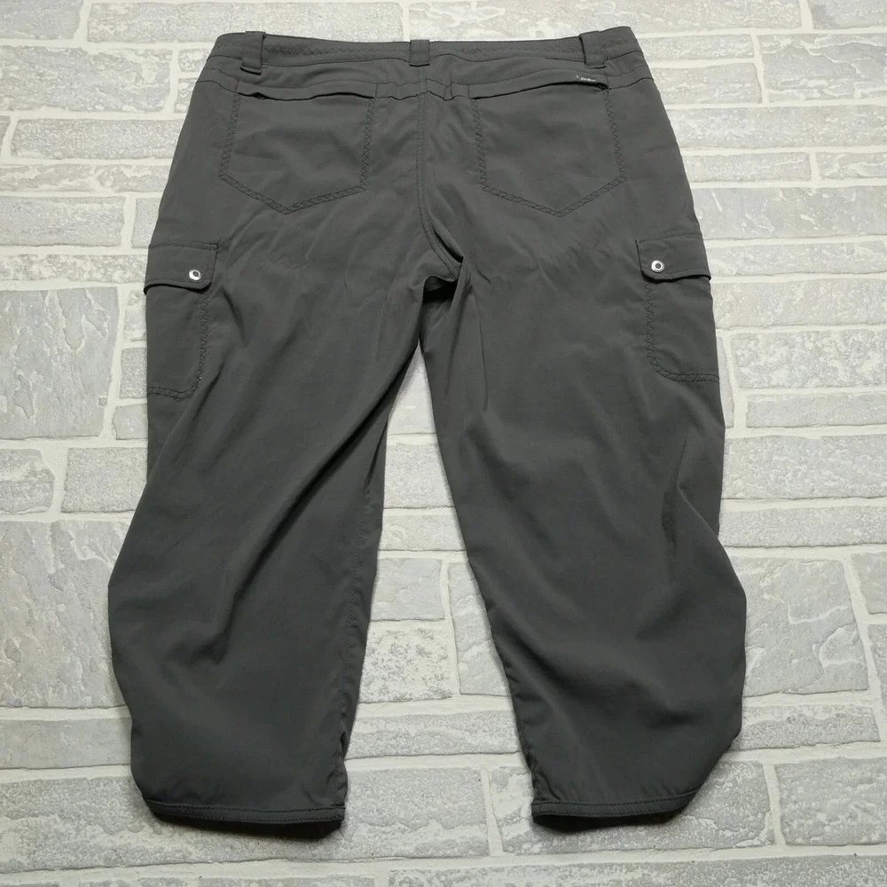 Eddie Bauer Travex Pants Womens Size 12 Gray Nylon Stretch Cargo‎ Carpi Travel